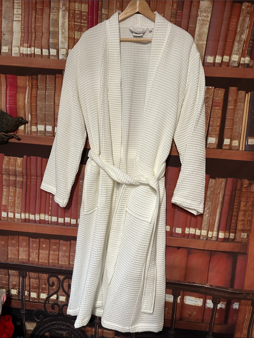 Quince Organic Turkish Cotton Waffle Robe White L